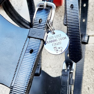 Bridle, Saddle and Headcollar tags, safety for if you fall off your horse. Personalised with your own text.