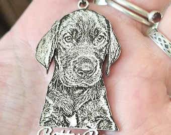 Actual photo laser cut keyring, from any photo. DOG, CAT, HUMANS.  Memorial gift, family gift, Engraved keyring. With text cut below.