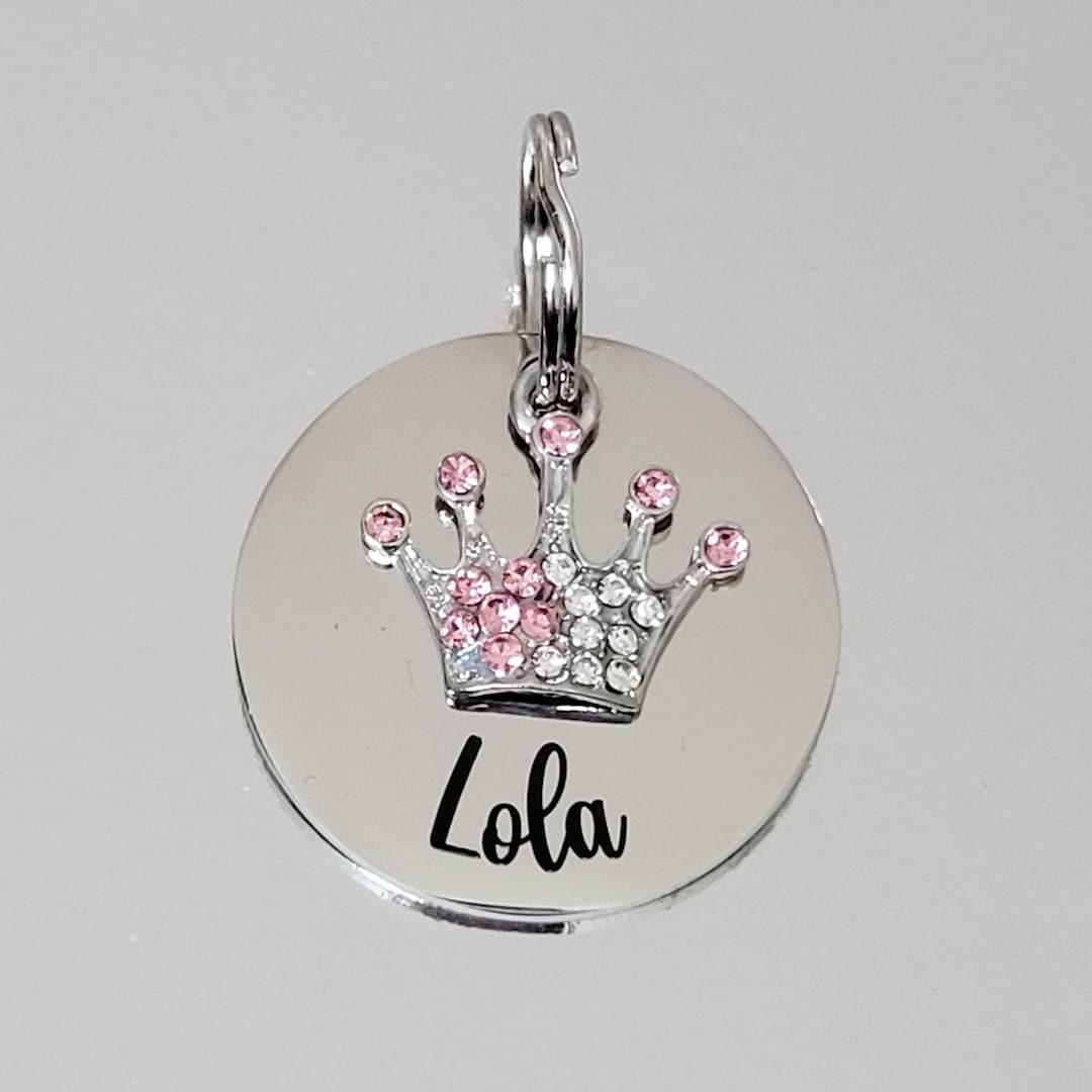 Prince Princess Crown Pet ID Tag With Pink or Blue Crown. Dog Tag ...