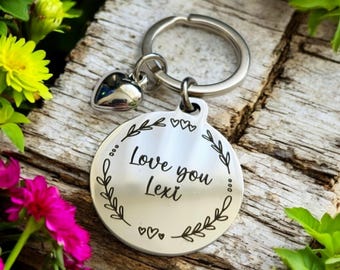 CUSTOM keyring with various fonts to choose from,  the back can be personalised.