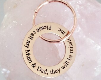 Pet tags engraved 25mm washer, stainless steel available in rose gold,  silver and gold