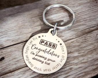 Passed Driving Test Keyring. Customised text With optional message on the back. PASS card add on.
