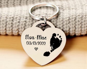 Actual handprint,  footprint or fingerprint keyring. From any photo.