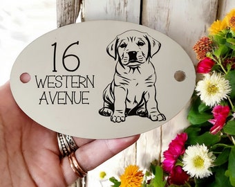 Door plaque / Wall / bench plaque with custom engraved design. 304 Steel mirror or brushed finish. 12x8cm 1mm thickness.