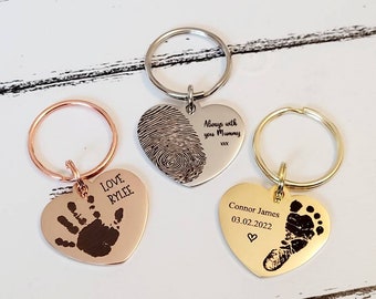 Actual handprint,  footprint or fingerprint keyring. From any photo.
