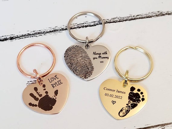 Baby handprint keyring deals