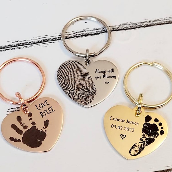 Actual handprint,  footprint or fingerprint keyring. From any photo.