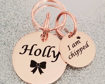 Pet tags engraved set available in silver and rose gold