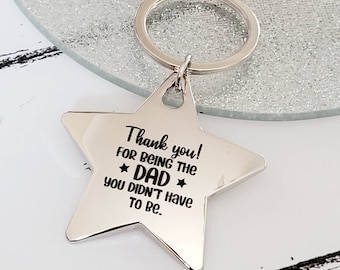 Personalised Step Dad Keyring. With optional message on the back.