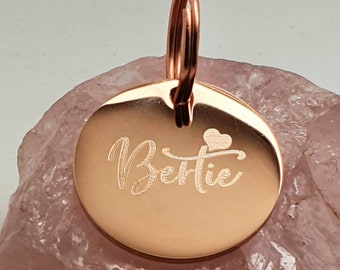 Luxury ROUND pet ID tag, dog tag, collar tag, cat tag, various colours, engraved