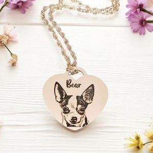 Laser Engraved photo necklace. Engraved from any clear image. Silver,  Rose Gold or Gold.