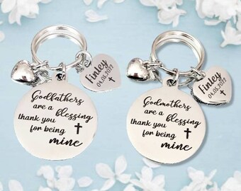Christian godparent Keyring. With optional message on the back.