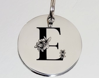 Initial Pet tags laser engraved,  stainless steel available in rose gold, silver and gold.