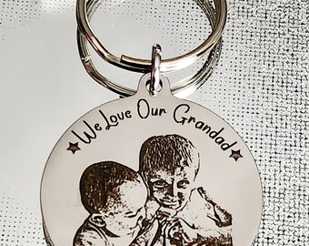 Fathers day photo keyring. Stainless Steel.