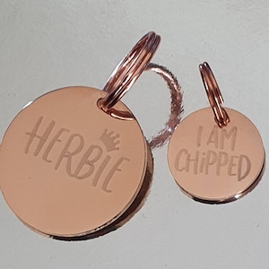 Pet tags engraved set available in silver and rose gold