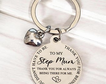 Step Mum / Dad keyring,  the back can be personalised.