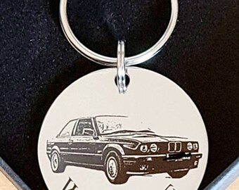 Laser Engraved photo keyring with gift box. Engraved from any clear image. Car gift