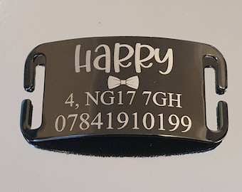 Pet ID collar tags, stainless steel on, 6 colours, 3 sizes to choose from.