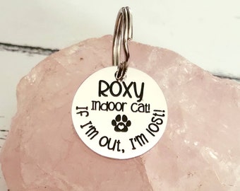 Indoor cat Tiny 20mm cat or puppy ID tags laser engraved,  stainless steel available in silver, gold and rose gold