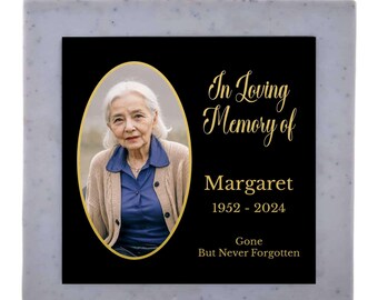 Personalised Photo Memorial Rose Bowl Grave Vase with Silver or Gold Lid | Custom In Loving Memory Flower Holder with Picture | Grave Marker