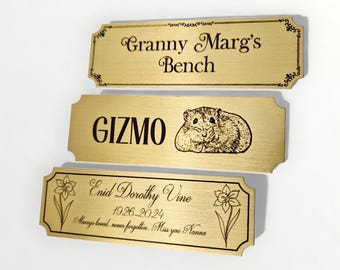Placa de latón macizo personalizada (7,6 x 2,5 cm) con grabado / Fijación adhesiva / Trofeos, marcos, regalos, muebles