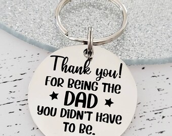 Personalised Step Dad Keyring. With optional message on the back.