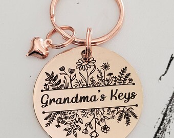 Pretty floral keyring / handbag charm with any name or word.
