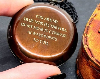 Beautiful premium personalised engraved compasses. Valentines, partner gift.