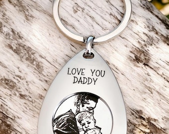 Trolley token with actual photo keyring, engraved from any clear image.