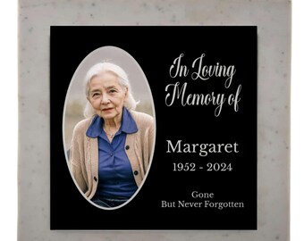 Personalised Photo Memorial Rose Bowl Grave Vase with Silver or Gold Lid | Custom In Loving Memory Flower Holder with Picture | Grave Marker