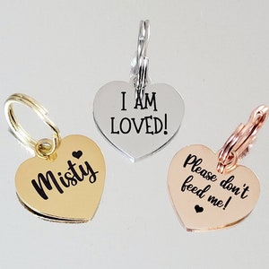 Tiny 20mm cat or puppy ID tags laser engraved,  stainless steel available in silver, gold and rose gold