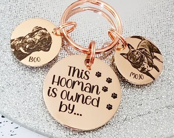 This Hooman belongs to...Actual photo keyring, pet keepsake
