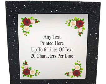 Personalised Floral Rose Black Square Memorial Rose Bowl Grave Vase with Silver Lid & Gold Plate | Custom Grave Flower Holder