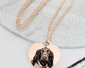 Laser Engraved photo necklace with gift box. Engraved from any clear image. Silver,  Rose Gold or Gold.