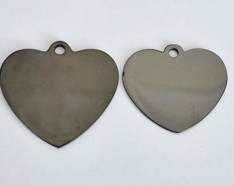 Black Engraving / Stamping blanks. Heart Shape. 30mm. 35mm. Blanks for engraving.