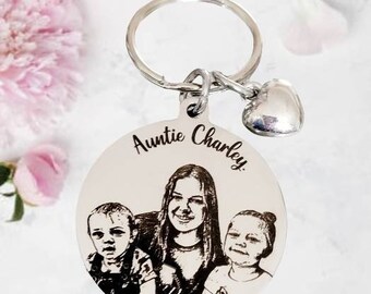 Family Laser Engraved photo keyring. Engraved from any clear image.