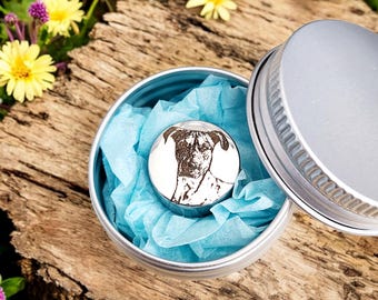 Photo, fingerprint, paw print gift, engraved personalised European charm (fit pandora)