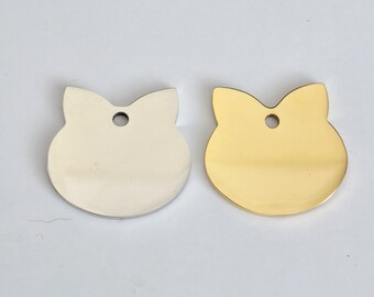 Silver or Gold Engraving / Stamping blanks. CAT Shape. 25mm or 34mm. Blanks for engraving.