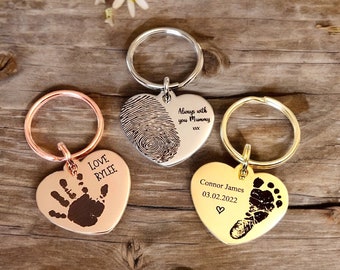 Actual handprint,  footprint or fingerprint keyring. From any photo.