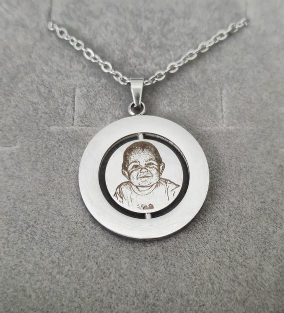 Laser Engraved Photo Necklace With Gift Engraved From Any