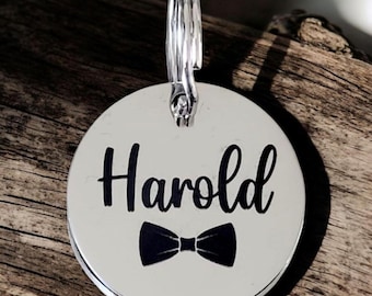 Beautiful stylish pet ID tag, with custom design. Available in silver, gold, rose gold, rainbow or black stainless Steel
