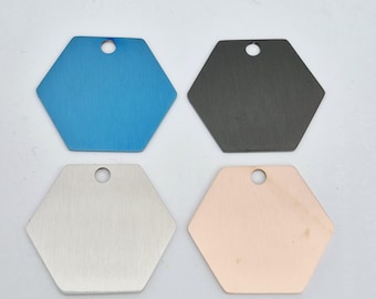 HEXAGON brushed Engraving / Stamping blanks. 26mm. 30mm. Blanks for engraving.