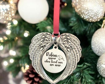 Beautiful Angel Wings Christmas Tree Decoration. Text or Photo of your loved one can be added