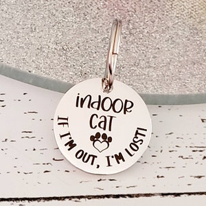 Indoor cat Tiny 20mm cat or puppy ID tags laser engraved,  stainless steel available in silver, gold and rose gold