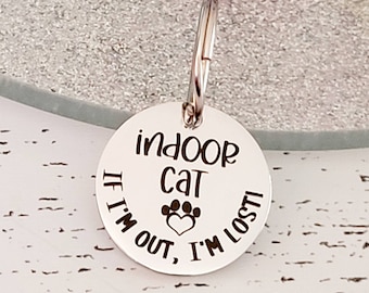Indoor cat Tiny 20mm cat or puppy ID tags laser engraved,  stainless steel available in silver, gold and rose gold
