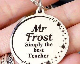End of school year Teacher keyring,  Can be personalised on the back. Teachers, TA , nursery nurse, lollipop person etc