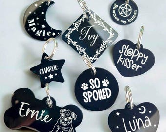 Black Stainless Steel custom pet ID tag, Dog tag, cat tag, Laser engraved.