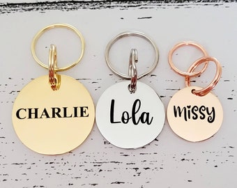 Simple pet ID tags laser engraved,  stainless steel available in rose gold, silver and gold.