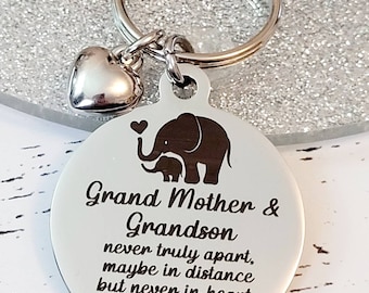 Mothers day, Grandmother and grandson keyring,  Can be personalised.