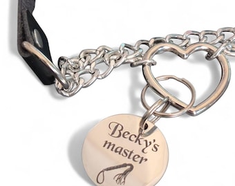 Adult Content – Custom Engraved Stainless Steel BDSM Token / Kinky Charm – 15mm, 20mm, 25mm, 30mm – Any Text & Symbol